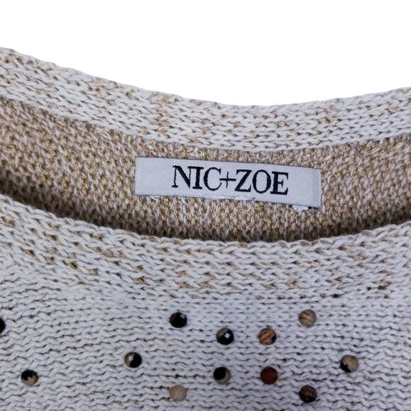 Nic+Zoe Sweater Constellation Embellished Knit Retail $168 - Size M - Picture 4 of 7